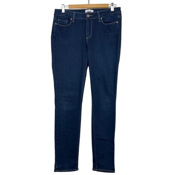 Paige Skyline Skinny Jeans Dark Indigo Mid Rise Stretch Denim Womens 31 - Picture 2 of 12